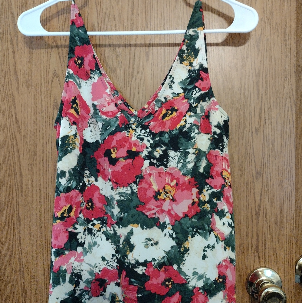 H & M Small Floral Tank Spaghetti Straps Pink Green Yellow White